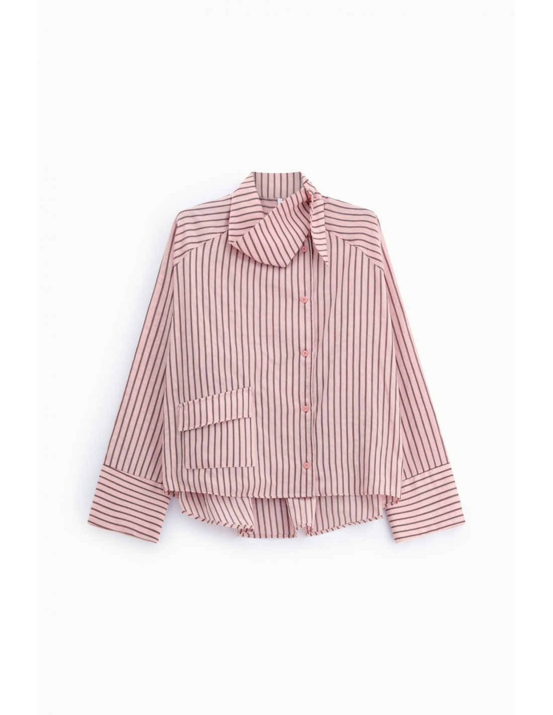Chemise oversize col lavallière popeline rayée – Imperial Femme