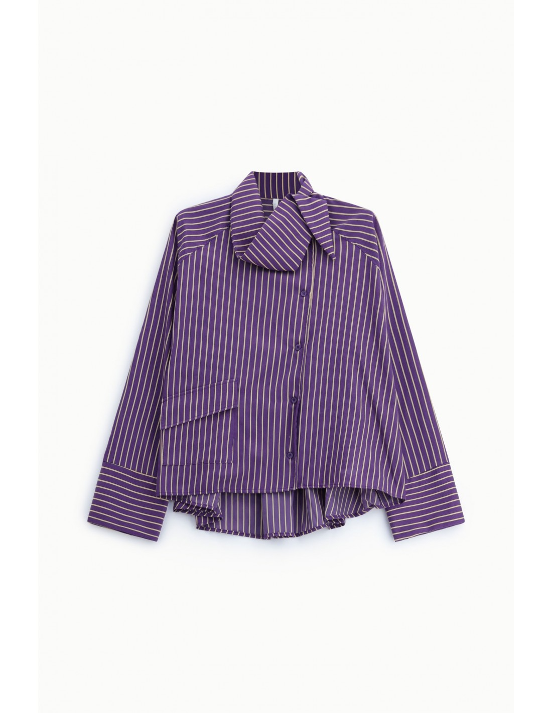 Chemise oversize col lavallière popeline rayée – Imperial Femme