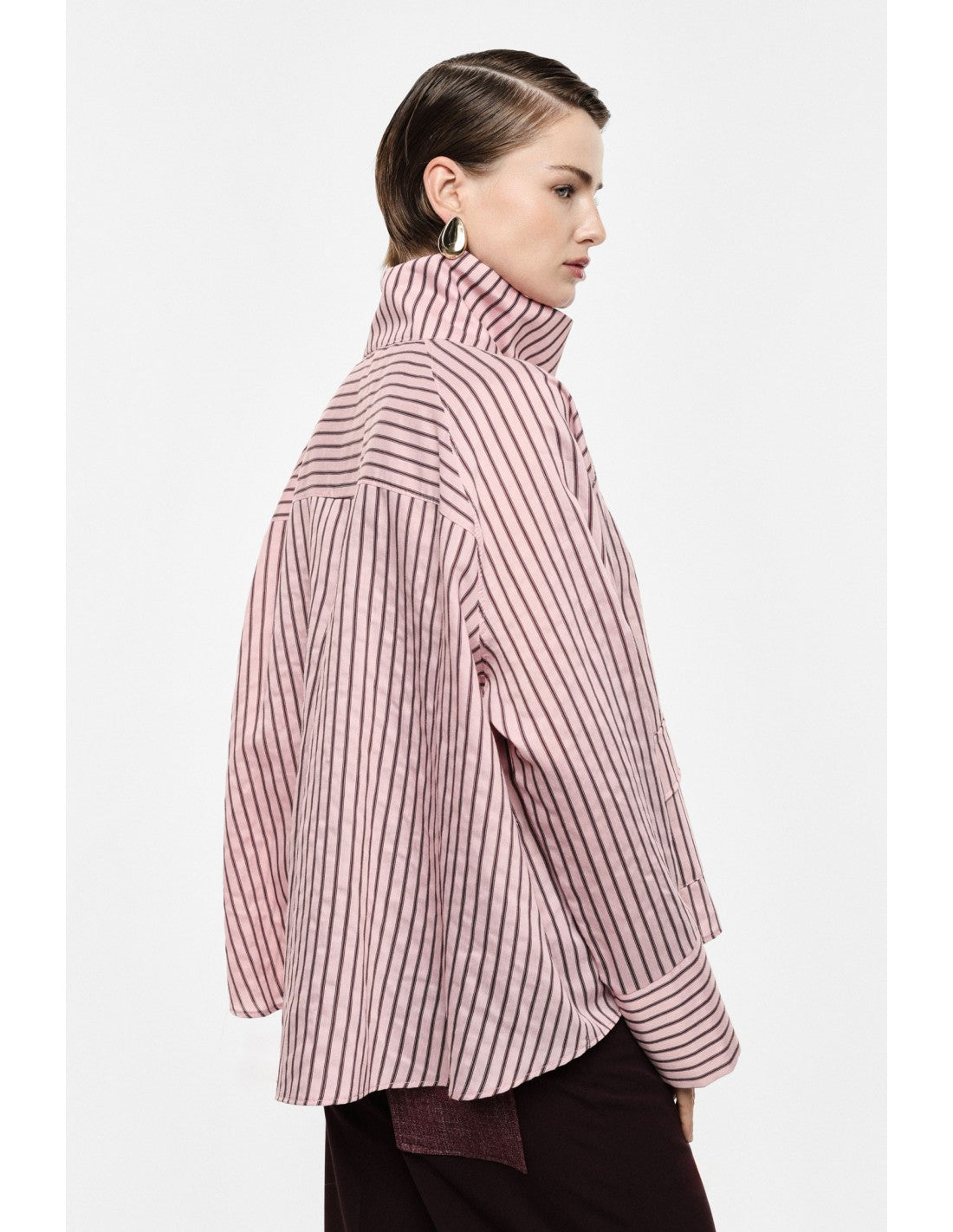 Chemise oversize col lavallière popeline rayée – Imperial Femme