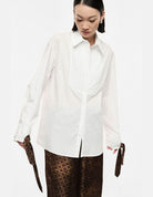 Chemise longue à plastron plissé – Imperial Femme, vue de trois quarts