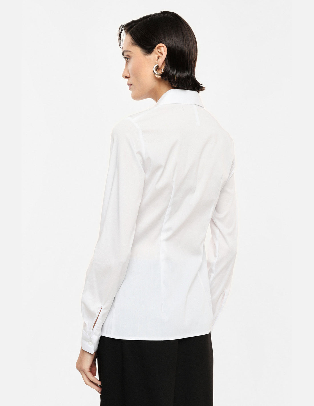 Chemisier ajusté à manches longues blanc – Imperial Femme, porté, vue de dos