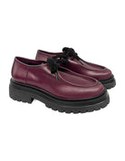 Derbies en cuir lisse à semelle crantée – prune – Imperial