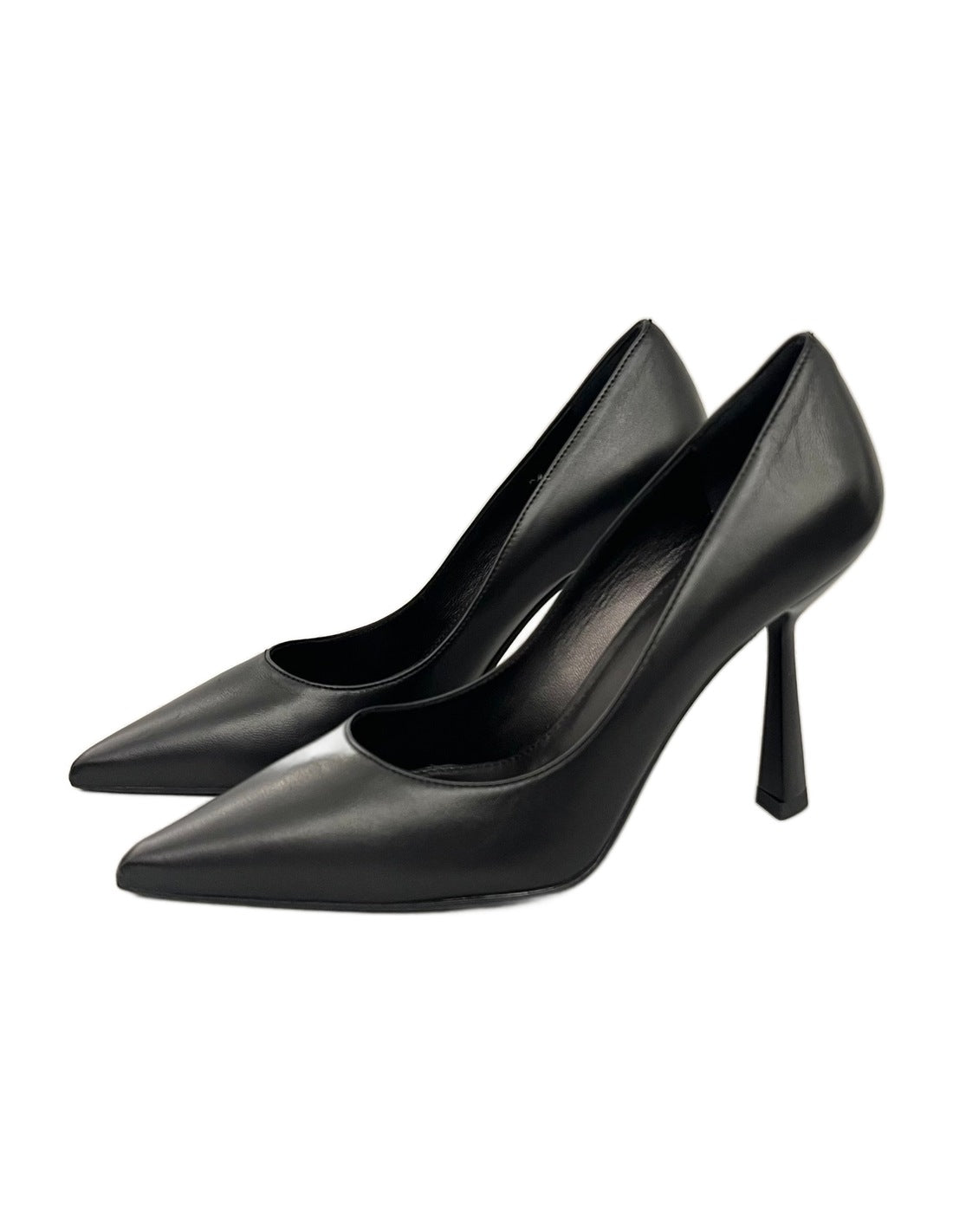 Escarpins pointus en cuir à talon aiguille – noir – Imperial