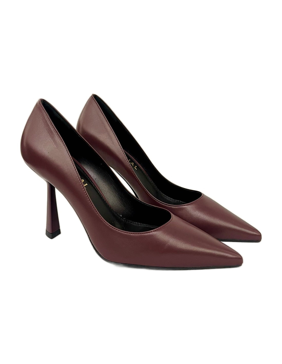 Escarpins pointus en cuir à talon aiguille – prune – Imperial