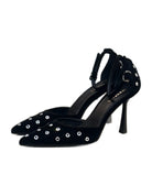 Paire d'escarpins en velours à rivets et bride cheville Imperial