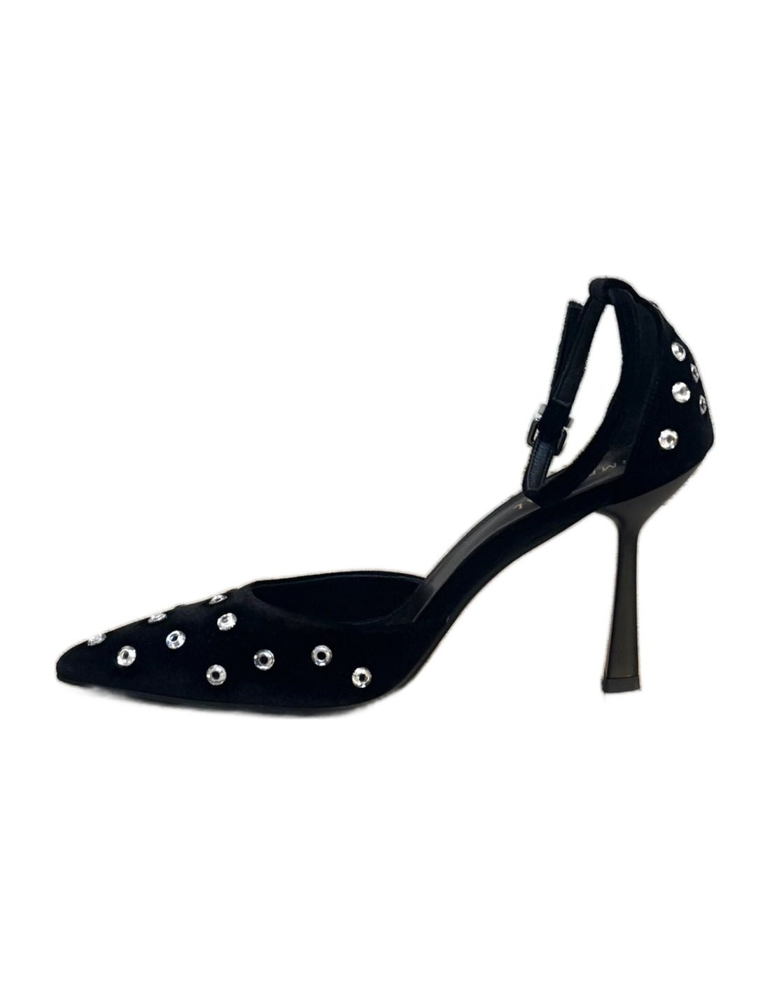 Escarpin en velours à rivets Imperial de profil, talon 9 cm