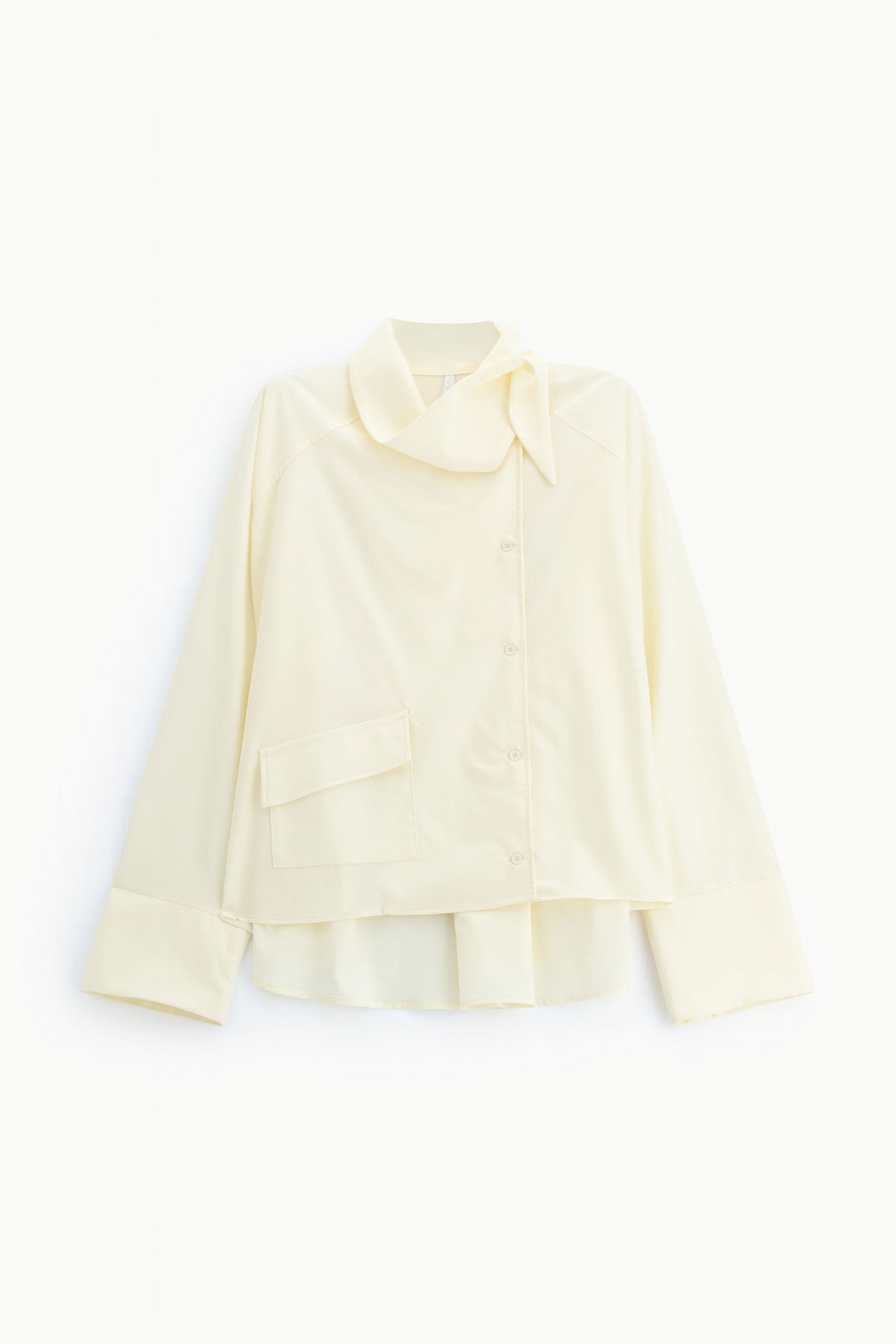Chemise oversize col lavallière suédine, coloris Écru