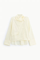 Chemise oversize col lavallière suédine, coloris Écru