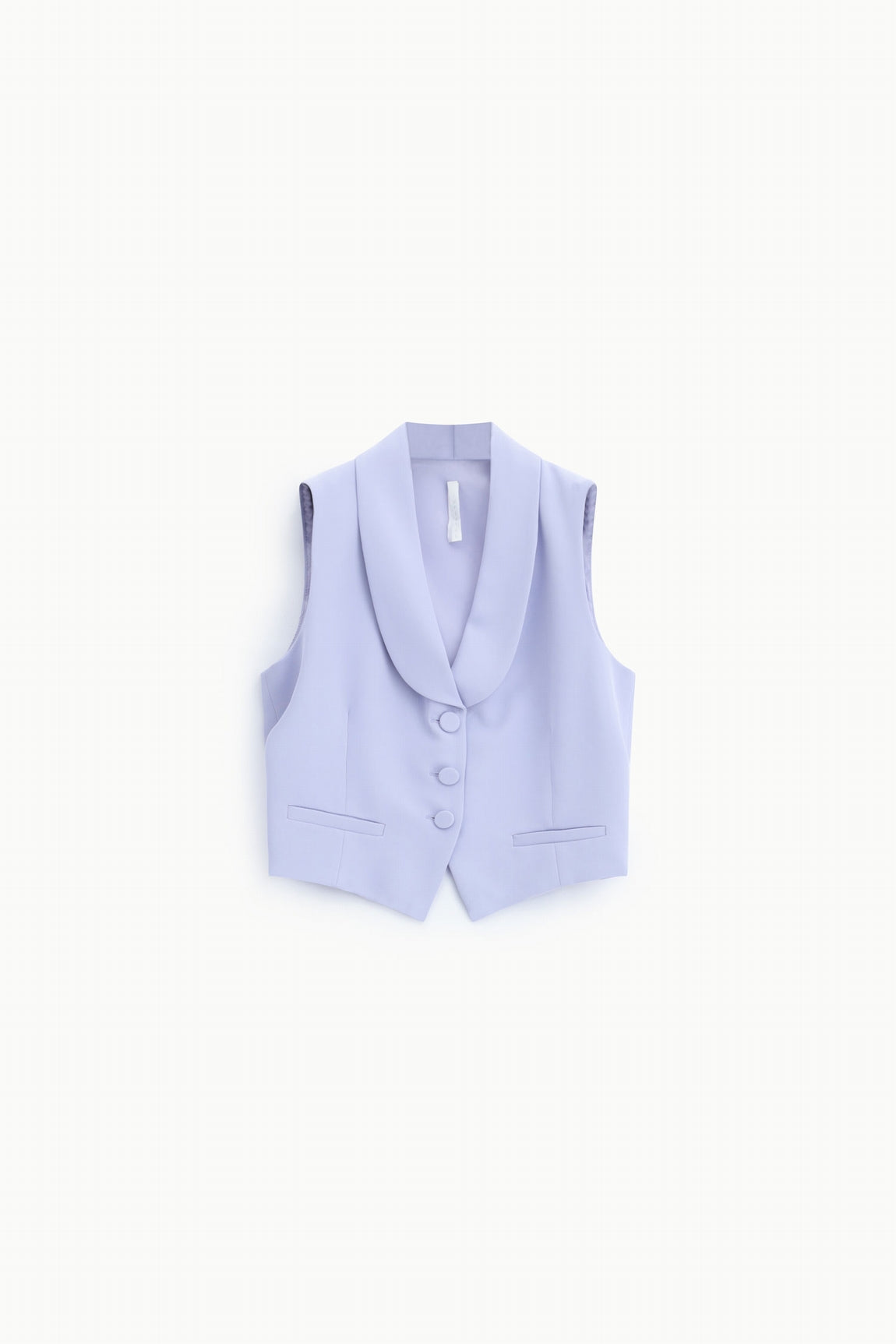 Gilet tailleur ajusté col châle en crêpe, coloris Lilas