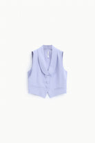Gilet tailleur ajusté col châle en crêpe, coloris Lilas
