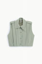 Veste sans manches oversize col montant, coloris Vert d'eau