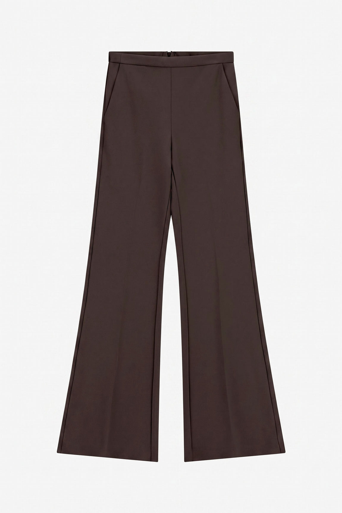 Pantalon de smoking flare finition satin, coloris Marron