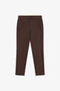 Pantalon de smoking cigarette finition satin, coloris Marron