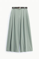 Pantalon palazzo taille haute pinces ceinture fantaisie, coloris Vert d'eau