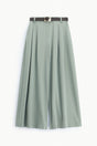 Pantalon palazzo taille haute pinces ceinture fantaisie, coloris Vert d'eau