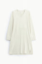 Robe courte trapèze col V manches kimono satin, coloris Écru
