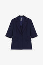 Blazer droit manches courtes col revers crantés, coloris Bleu Marine
