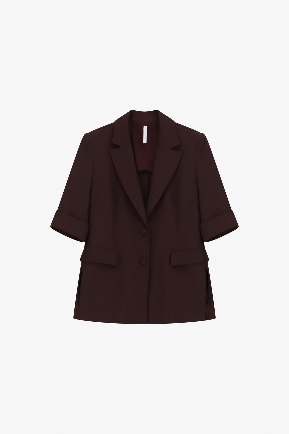 Blazer droit manches courtes col revers crantés, coloris Bordeaux