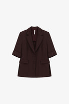 Blazer droit manches courtes col revers crantés, coloris Bordeaux