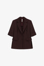 Blazer droit manches courtes col revers crantés, coloris Bordeaux