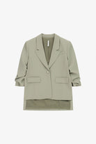 Blazer fluide manches froncées en crêpe diagonale, coloris Vert d'eau