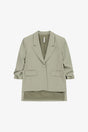 Blazer fluide manches froncées en crêpe diagonale, coloris Vert d'eau