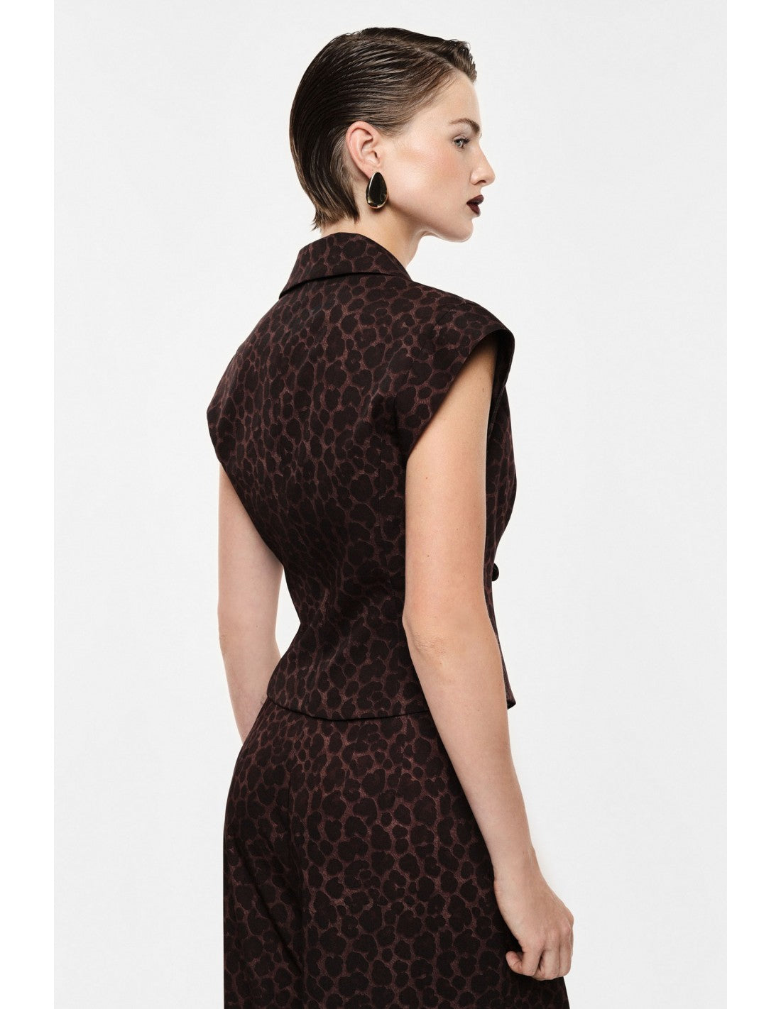 Gilet blazer sans manches imprimé panthère – Imperial Femme