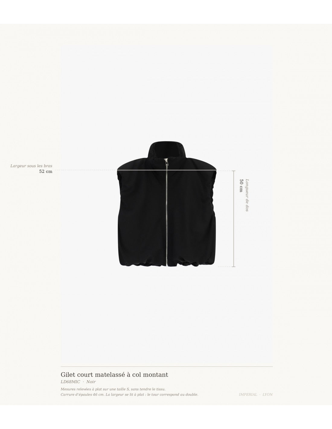 Gilet court matelassé à col montant en draperie – Imperial Femme