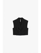 Gilet court rayé col châle épaules structurées – Imperial Femme