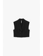 Gilet court rayé col châle épaules structurées – Imperial Femme
