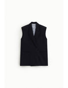 Gilet long sans manches col à revers effet cape – Imperial Femme