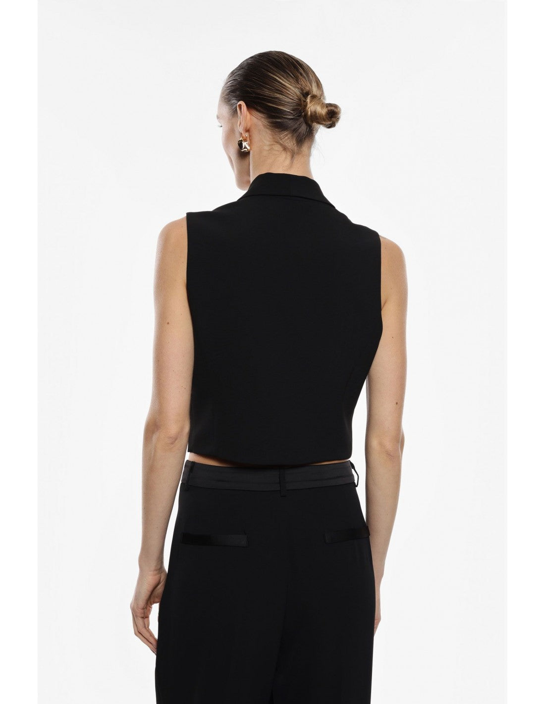 Gilet tailleur ajusté col châle en crêpe – Imperial Femme