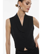 Gilet tailleur ajusté col châle en crêpe – Imperial Femme