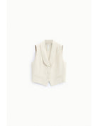 Gilet tailleur ajusté col châle en crêpe – Imperial Femme