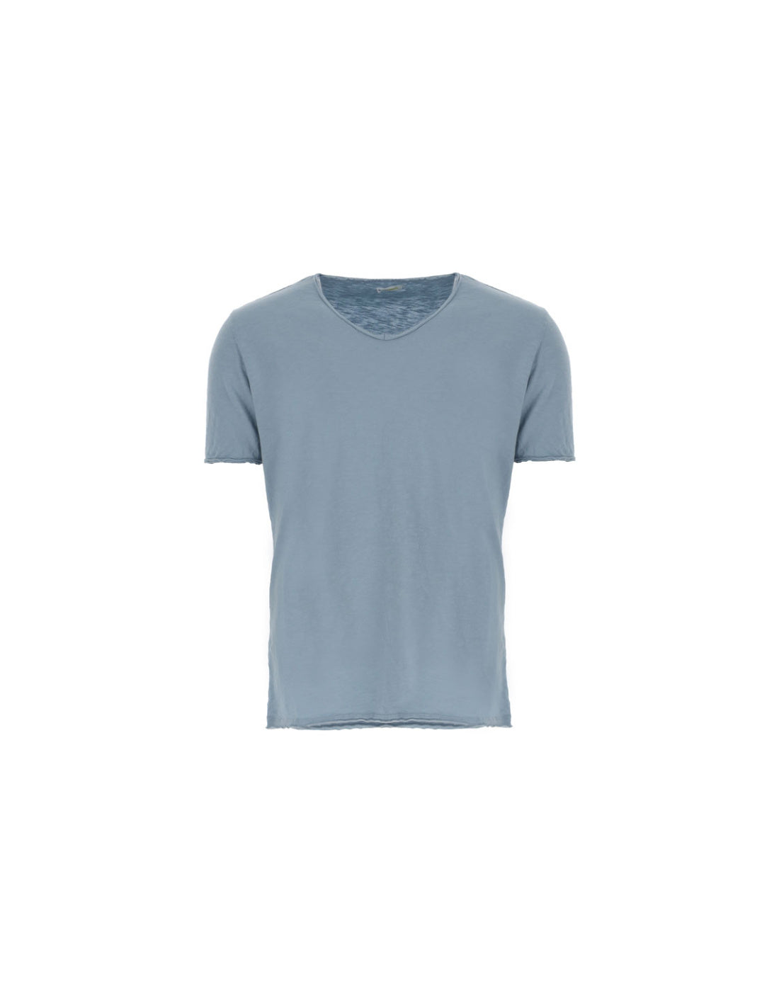 T-shirt Imperial Homme col V en coton flammé à finitions roulottées – Bleu ciel
