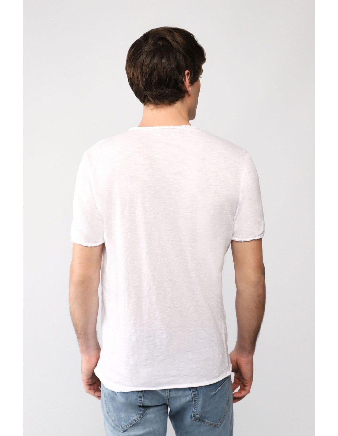 T-shirt Imperial Homme col V en coton flammé à finitions roulottées