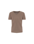 T-shirt Imperial Homme col V en coton flammé à finitions roulottées – Taupe