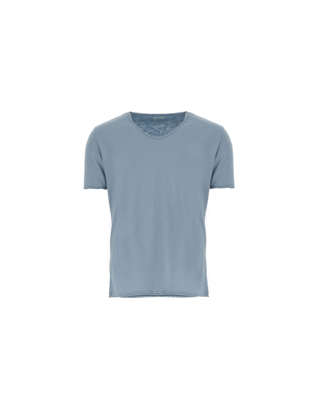 T-shirt Imperial Homme col V en coton flammé à finitions roulottées – Bleu ciel
