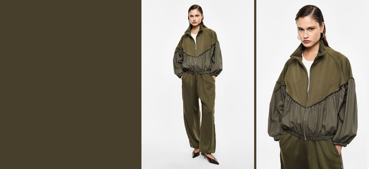 Sweat zippé et jogging en point de Milan portés – Imperial Femme