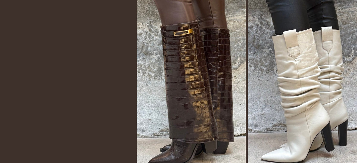 Bottes à revers façon croco et bottes drapées portées – Imperial