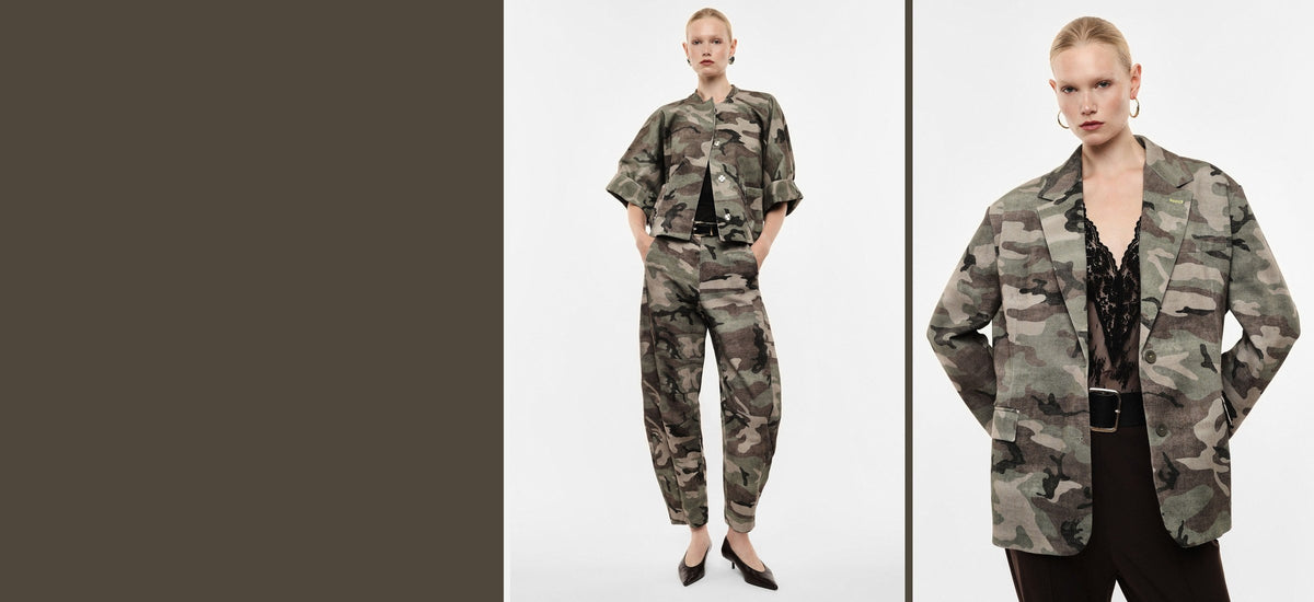 Capsule camouflage portée : veste boxy, pantalon barrel et blazer oversize – Imperial Femme