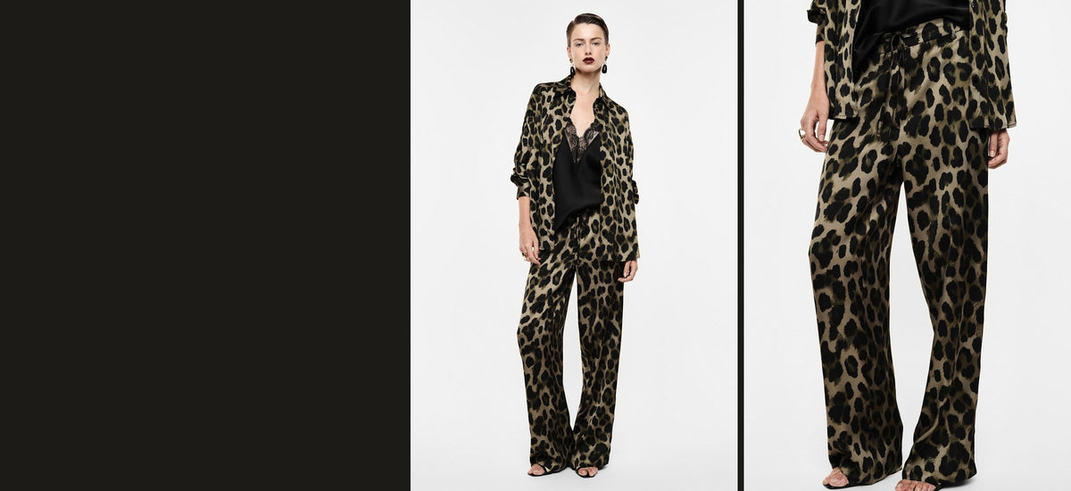 Chemise et pantalon fluides imprimé léopard portés – Imperial Femme