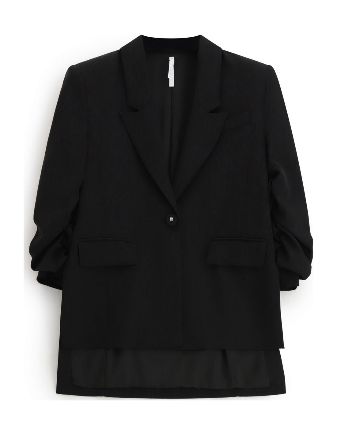 Blazer fluide manches froncées en crêpe diagonale à plat – Noir – Imperial Femme
