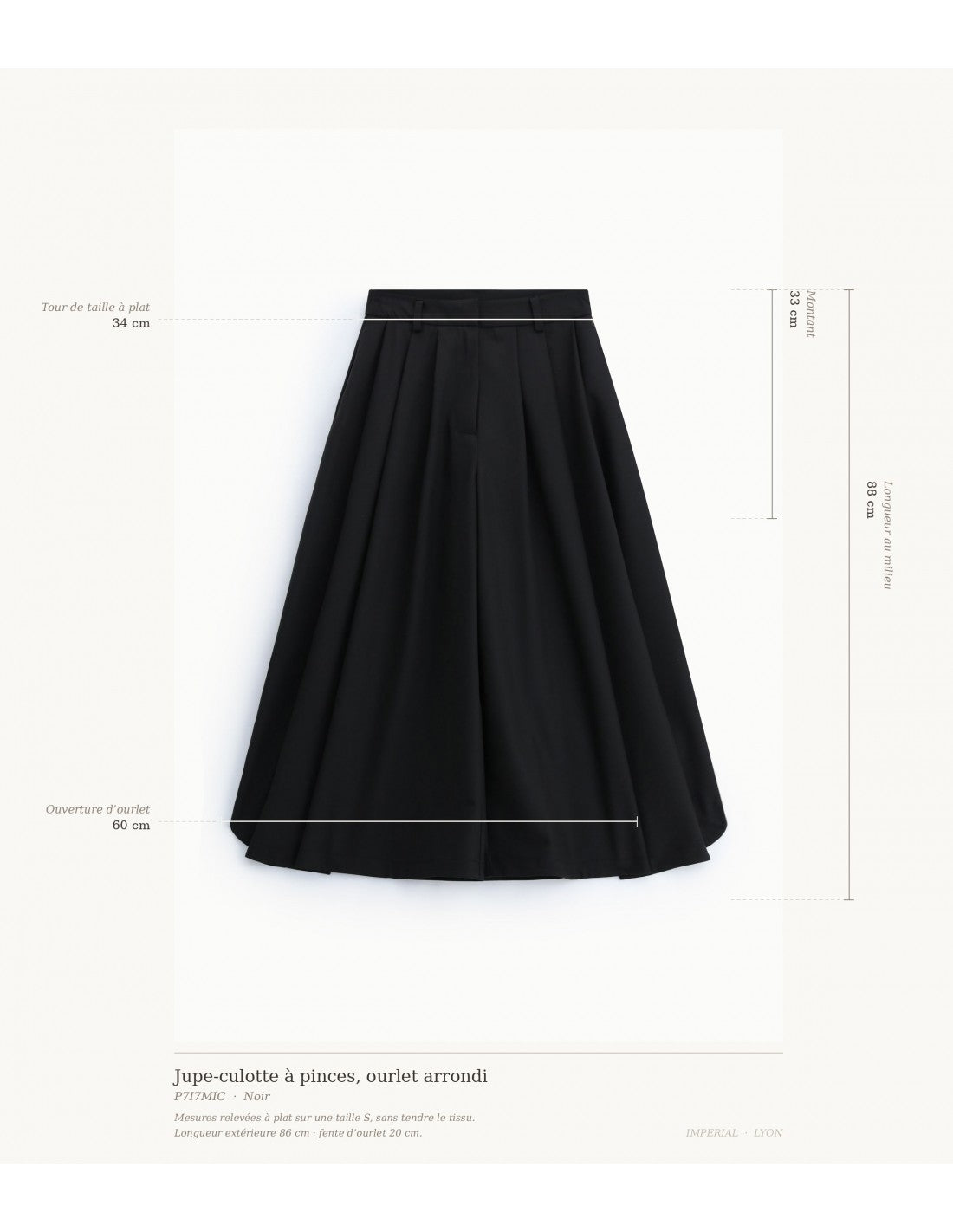 Jupe-culotte à pinces et ourlet arrondi en draperie – Imperial Femme