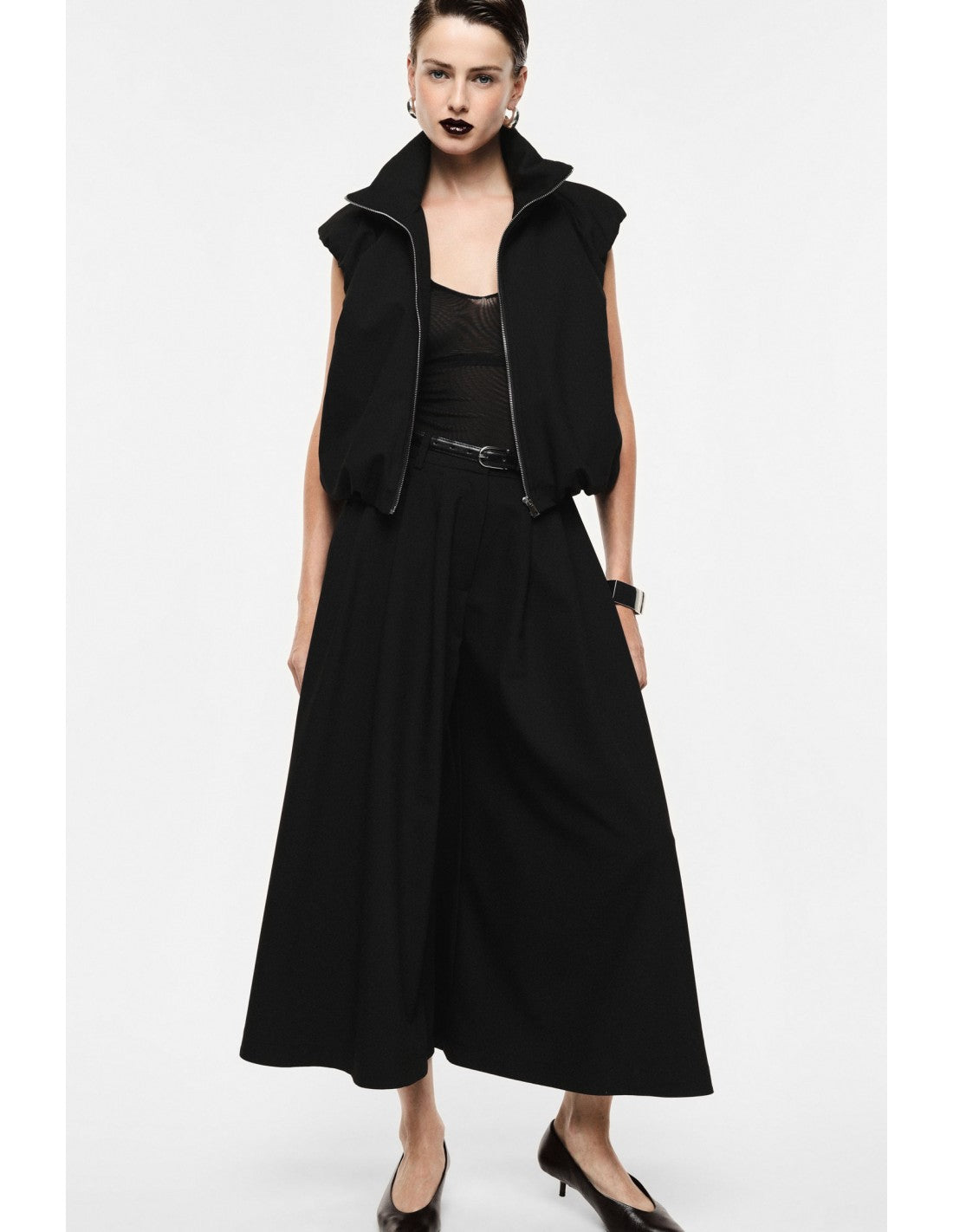 Jupe-culotte à pinces et ourlet arrondi en draperie – Imperial Femme
