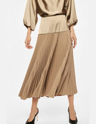 Jupe longue plissée bandeau satin en draperie – Imperial Femme, vue de profil