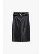 Jupe mi-longue en éco-cuir ceinturée boucle ronde – Imperial Femme