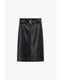 Jupe mi-longue en éco-cuir ceinturée boucle ronde – Imperial Femme