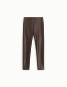 Legging effet cuir taille haute à plat – chocolat – Imperial Femme