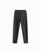 Legging effet cuir taille haute à plat – noir – Imperial Femme